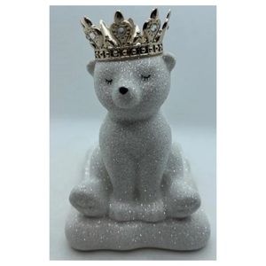 NEW Bath & Body Works Royal Polar Bear Gold Crown Glitter Hand Soap Holder